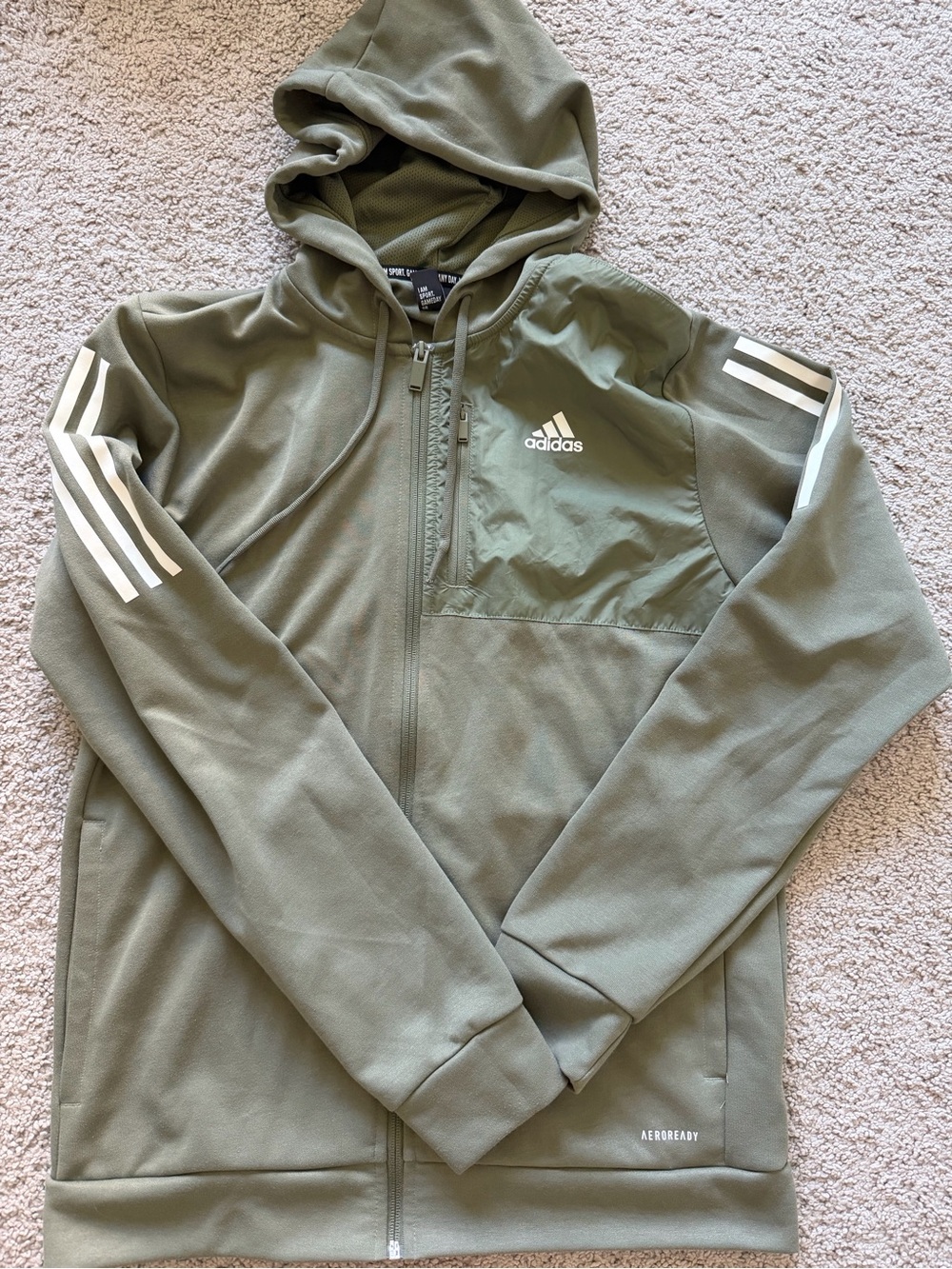 Adidas Aeroready Men’s Green Hooded Jacket Size M